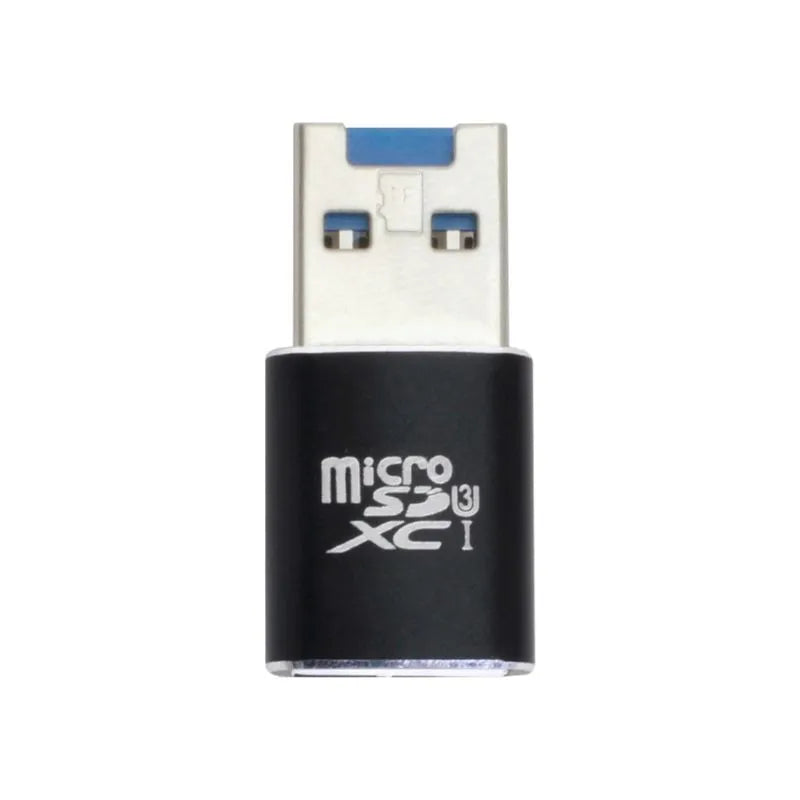 USB 3.0 micro SD card reader in black ABS shell with side slot for T-Flash card
