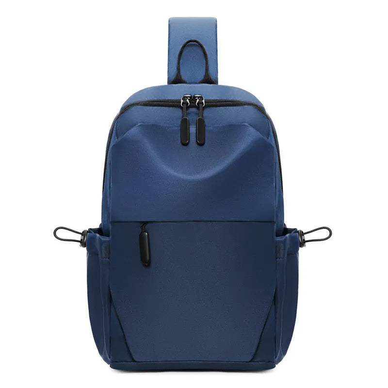 Men's lightweight large capacity chest bag in gray with waterproof agent-treated exterior and polyester lining