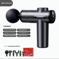 Konka grey mini massage gun with multiple attachment heads on red packaging