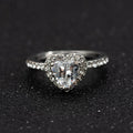 Women's heart-shaped crystal wedding ring in rose gold or silvery electroplated finish