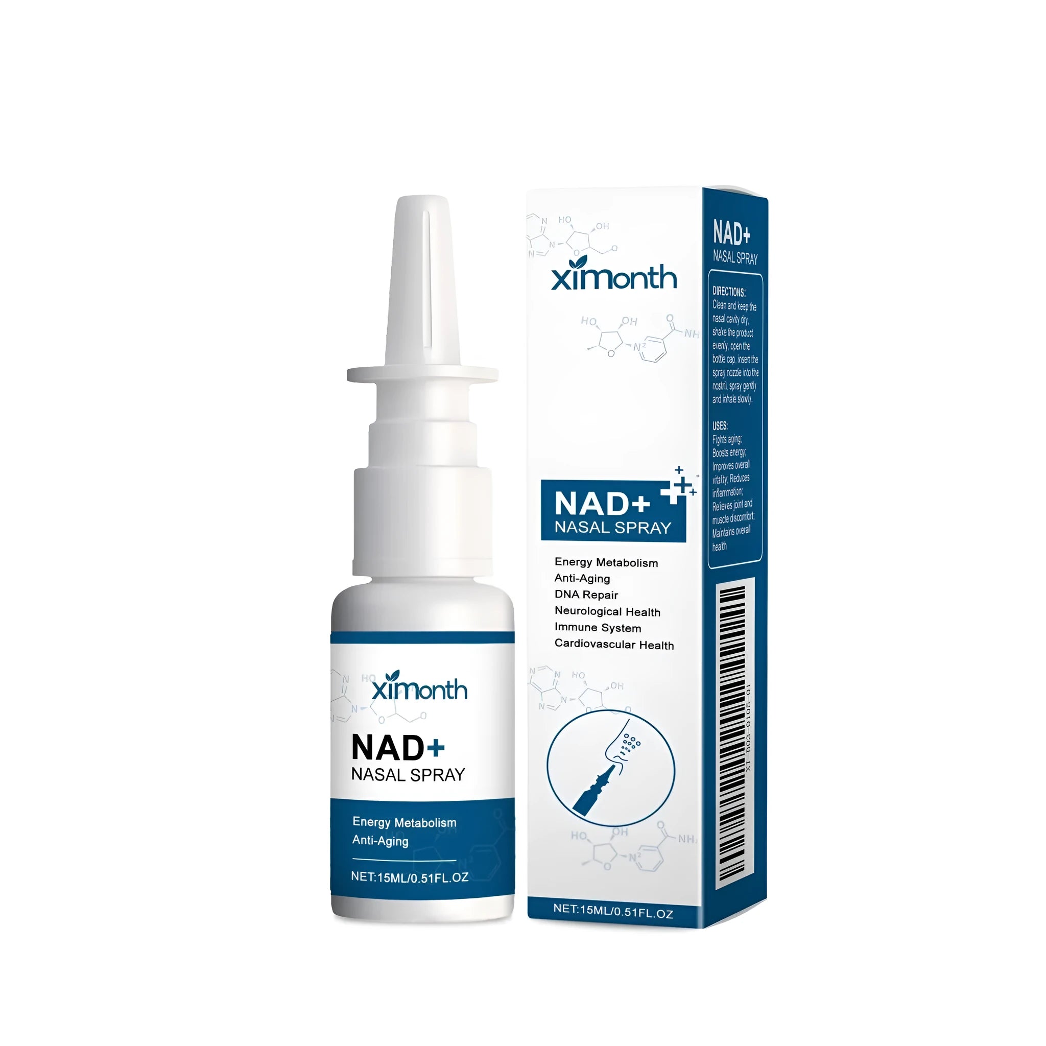 15ml herbal nasal spray bottle with calendula and mint leaves botanical formula