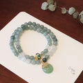 Women's safety buckle pendant crystal bracelet with Myanmar jade in New Chinese geometric style
