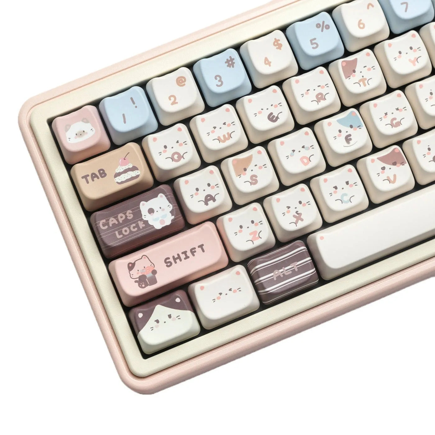 Sea Salt Cat themed PBT keycap set for mechanical keyboards with 7u supplementary keys