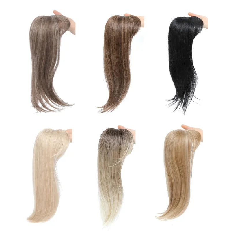 Synthetic inner buckle wig hairpiece in Style 1 colour showing clip attachment on mannequin head