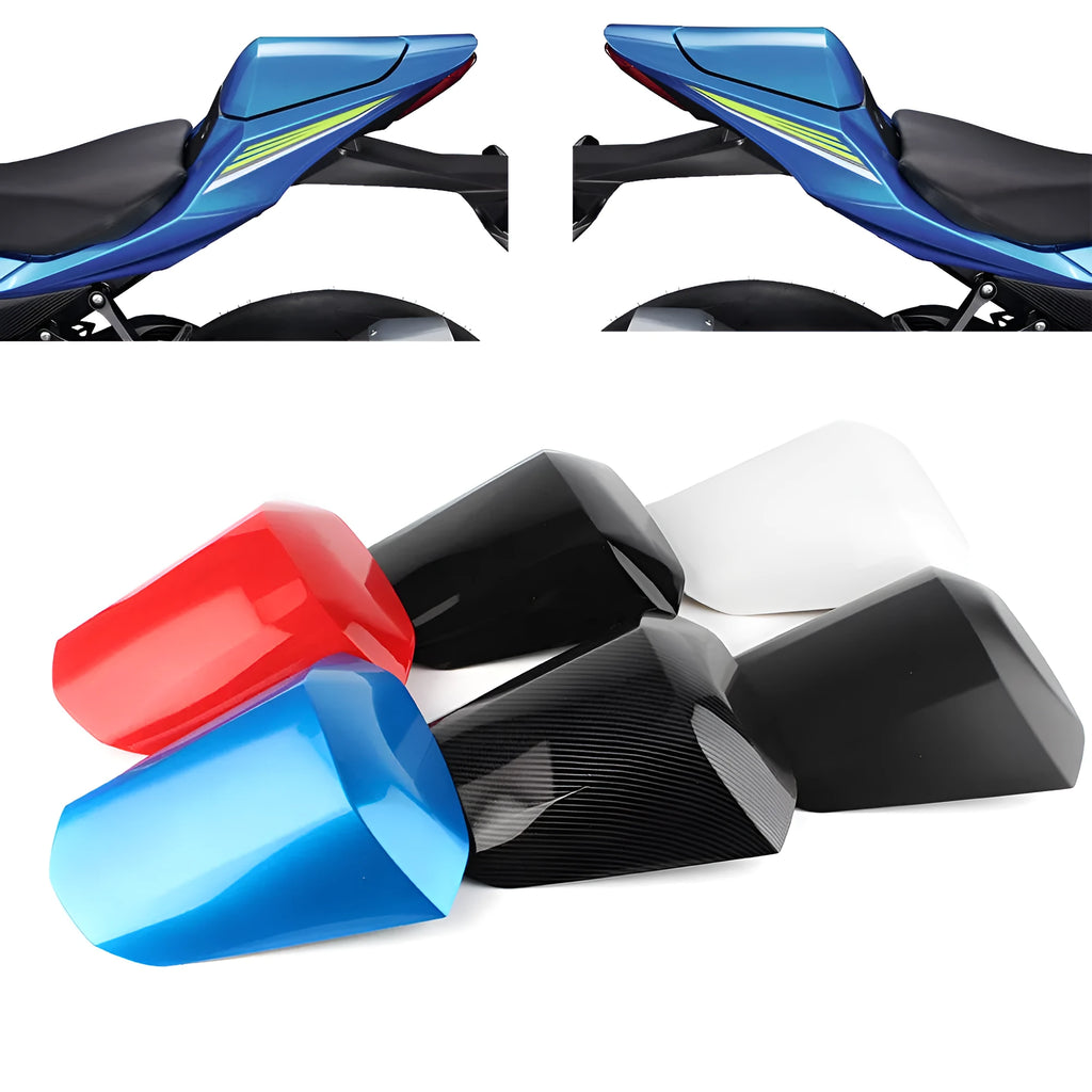 Suzuki GSXR1000 motorcycle rear cowl seat cover in ABS plastic, shown in various colour options.