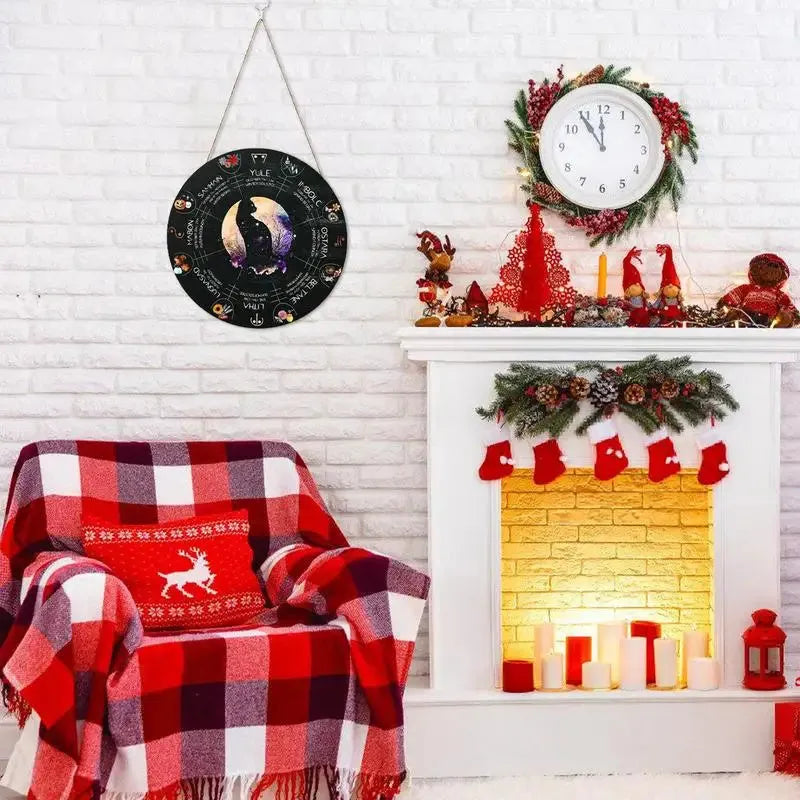 29.5cm square wooden holiday decorative pendant with American style boxwood construction