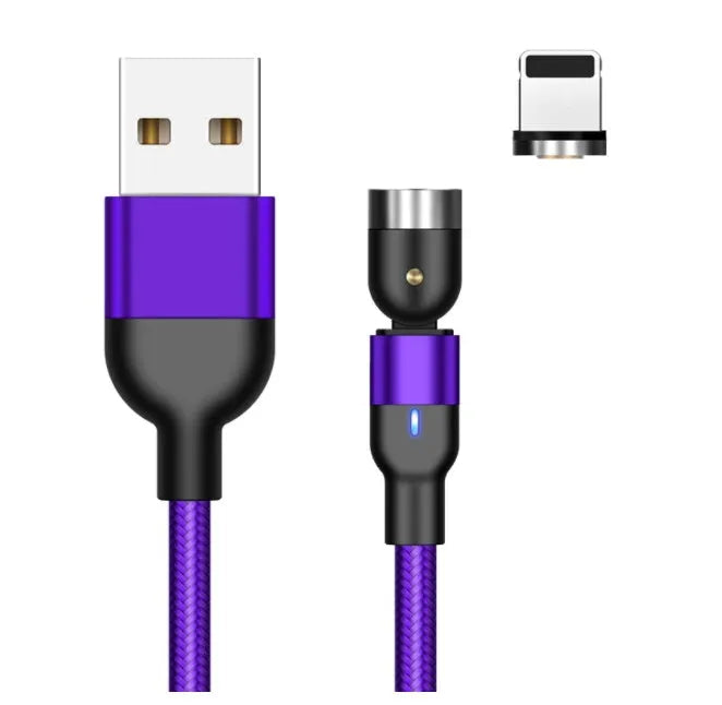 Essager 360-degree rotating magnetic USB charging cable with blue LED indicator and aluminium alloy shell