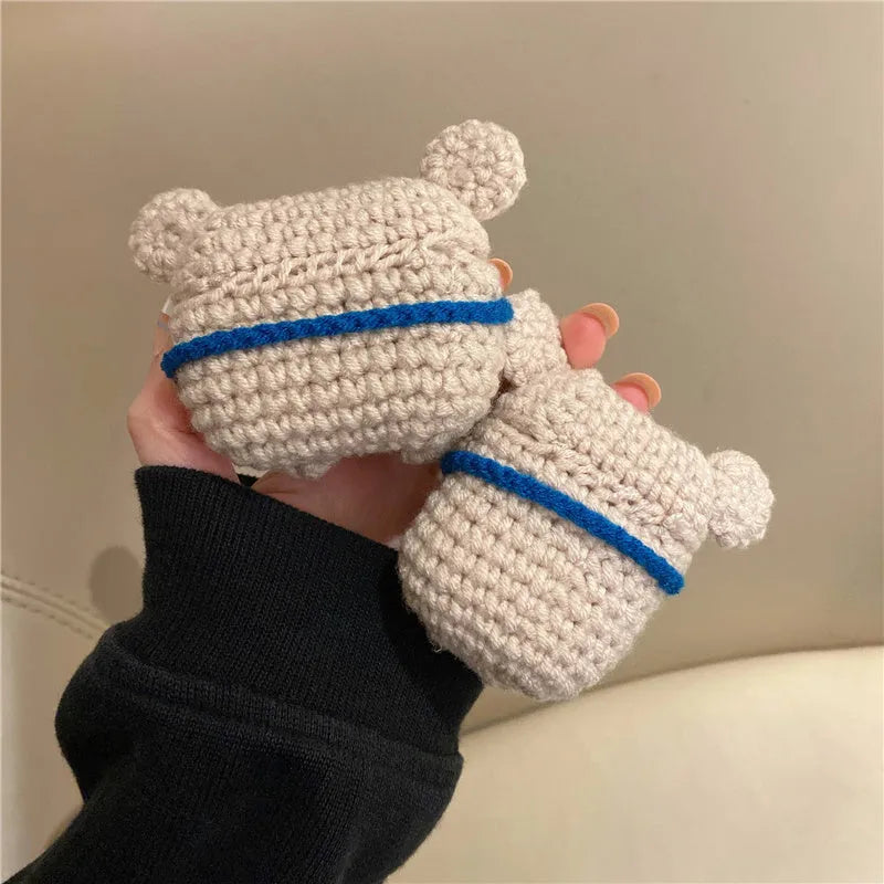 Hand-knitted koala bear backpack protective sleeve for AirPods wireless earbuds