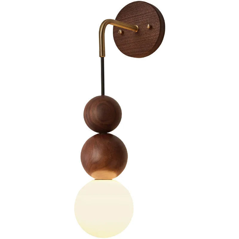 Wood and copper wall lamp with tricolour light and lollipop suspension wire model, 10cm diameter 50cm height, 220V.