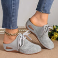 Women's lace-up wedge slippers with hollow out design in multiple colour options