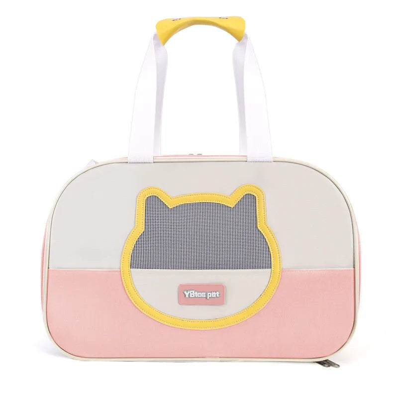 Blue foldable outdoor cat school backpack made of Oxford cloth for pet transport