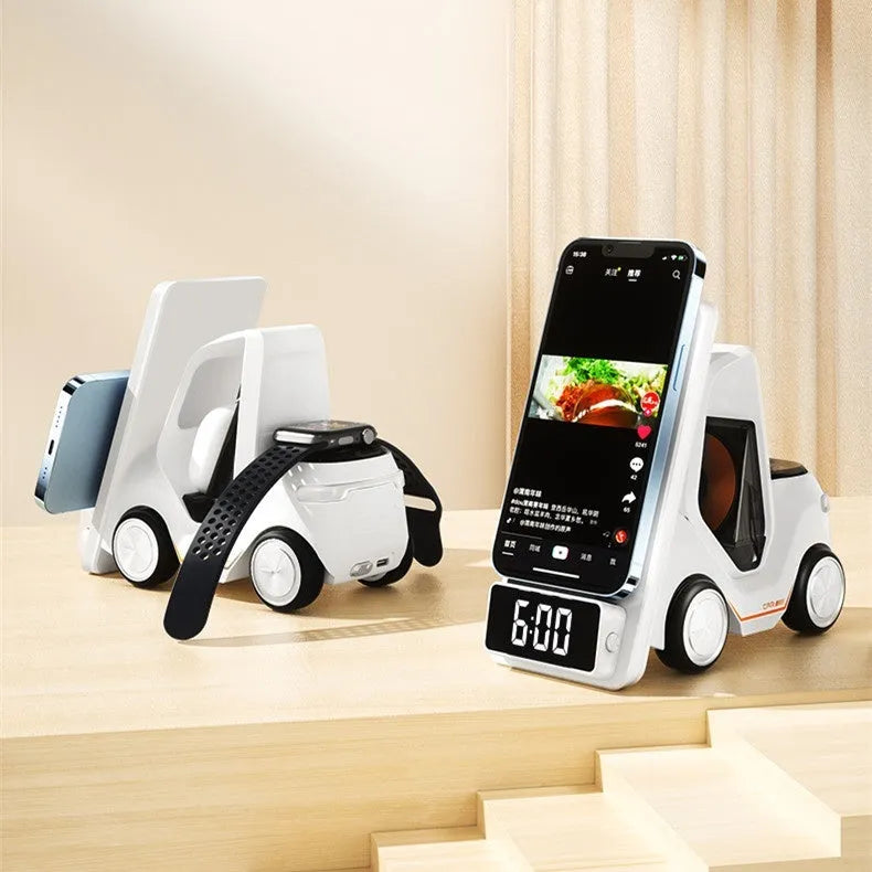 Grey, white, yellow, and orange 15W three-in-one wireless fast charging bracket for appliances
