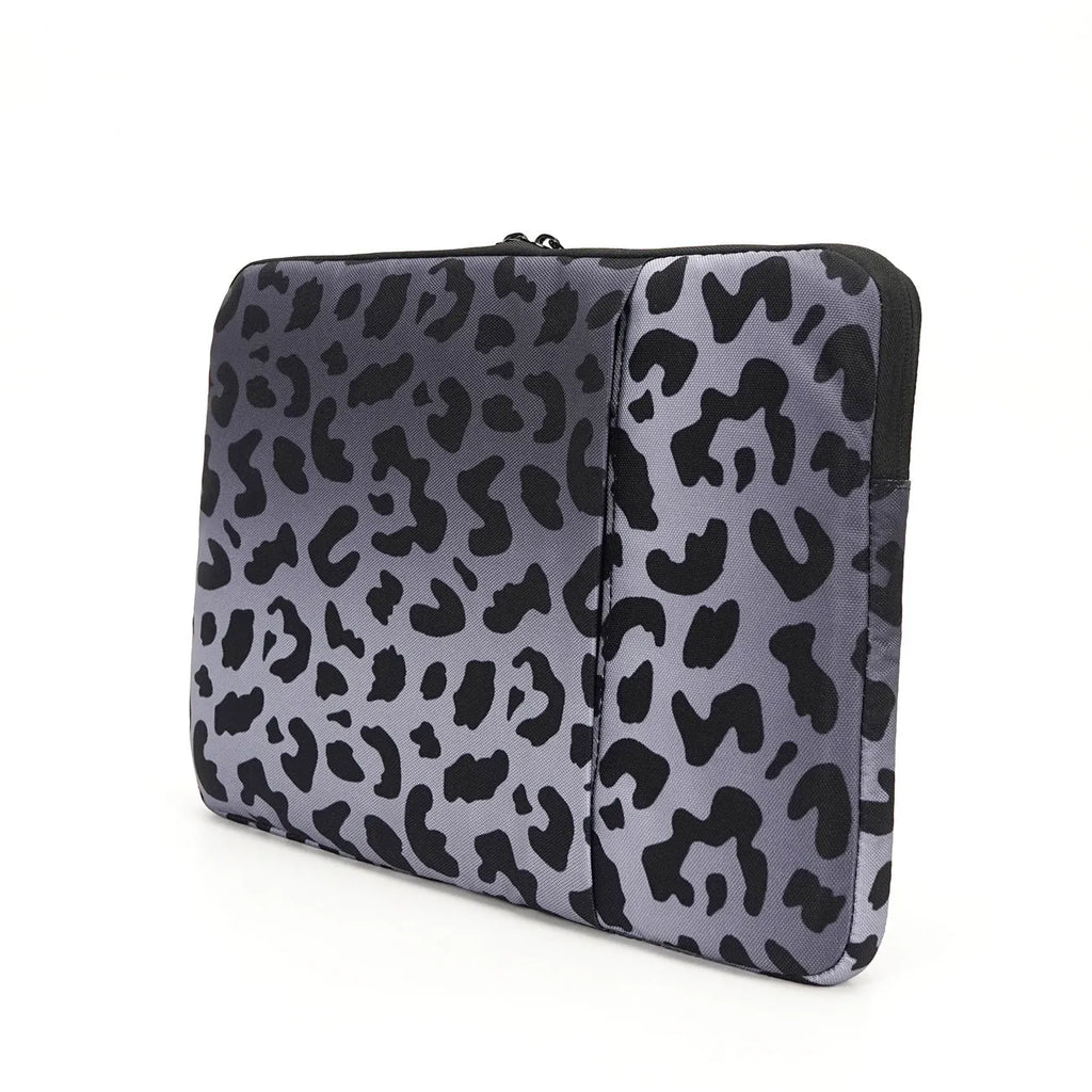 Leopard print laptop sleeve for 13-inch to 16-inch computers with waterproof anti-shock protection