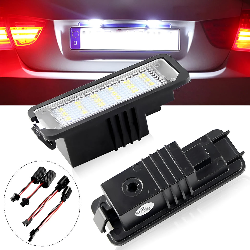 Volkswagen LED licence plate light kit for Golf, Polo, Phaeton models with 6000K white LEDs