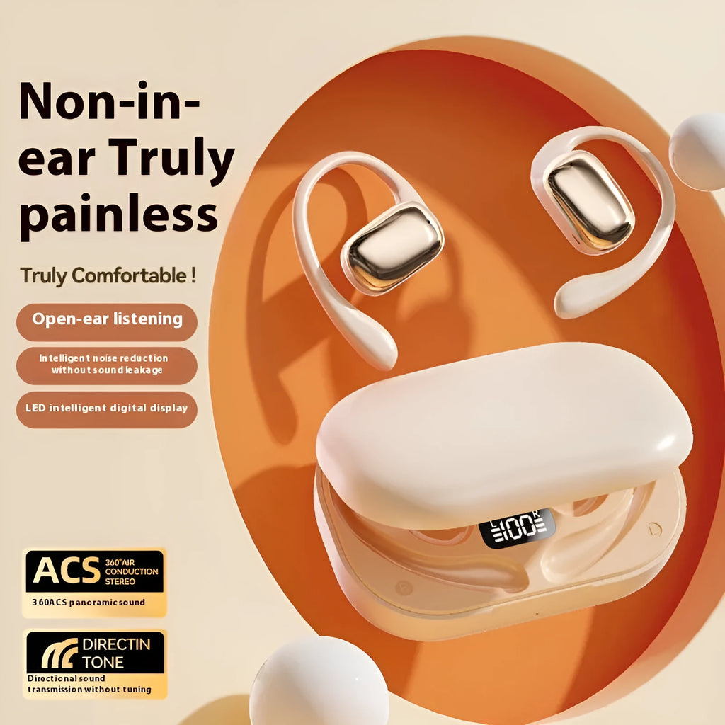 Ear-mounted headphones with digital display screen in three colour options