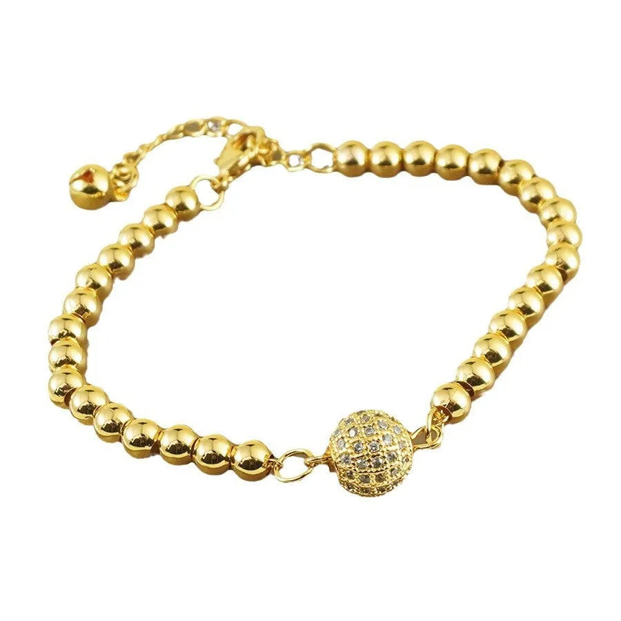 Women's copper bracelet with heart shape design and single zircon decorative element