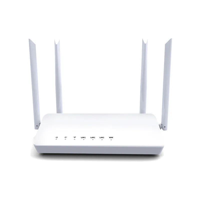 Portable 300m home wifi high-speed router in white with LAN ports and compact design
