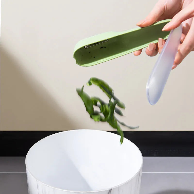 20cm kitchen vegetable peeler with storage tube, stainless steel blade, non-slip handle, and hanging hole