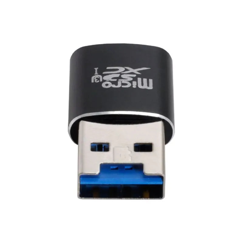 USB 3.0 micro SD card reader in black ABS shell with side slot for T-Flash card