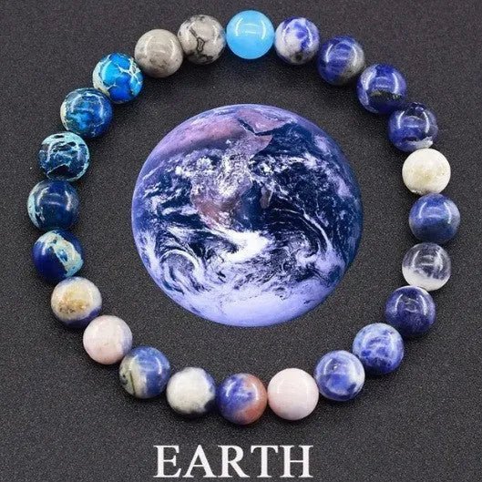 Unisex matte 10mm stone bead bracelet in vintage finish on wrist