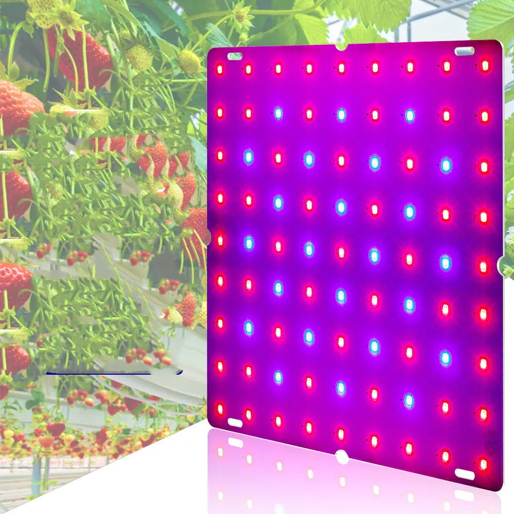 Aluminium shell LED plant grow light with a hanging hook for indoor fruit and vegetable cultivation.