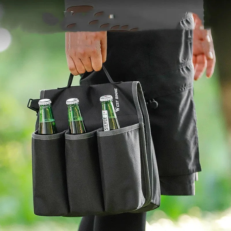 Black and orange bicycle double-sided beverage bag with 600D PVC construction