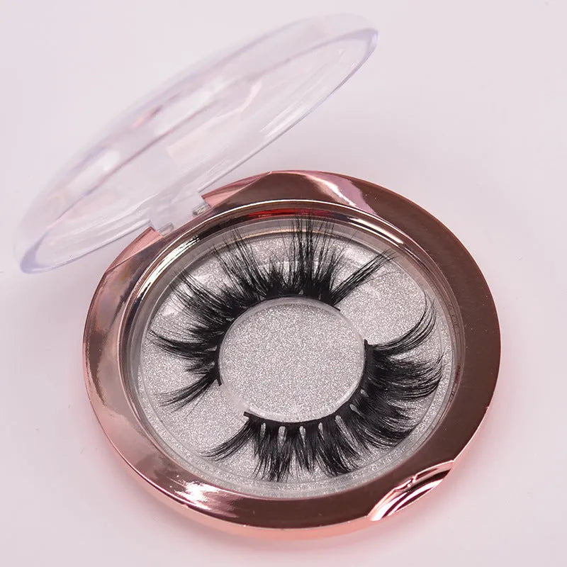 Handmade 5D mink false eyelashes set with storage cap and double-headed application brush