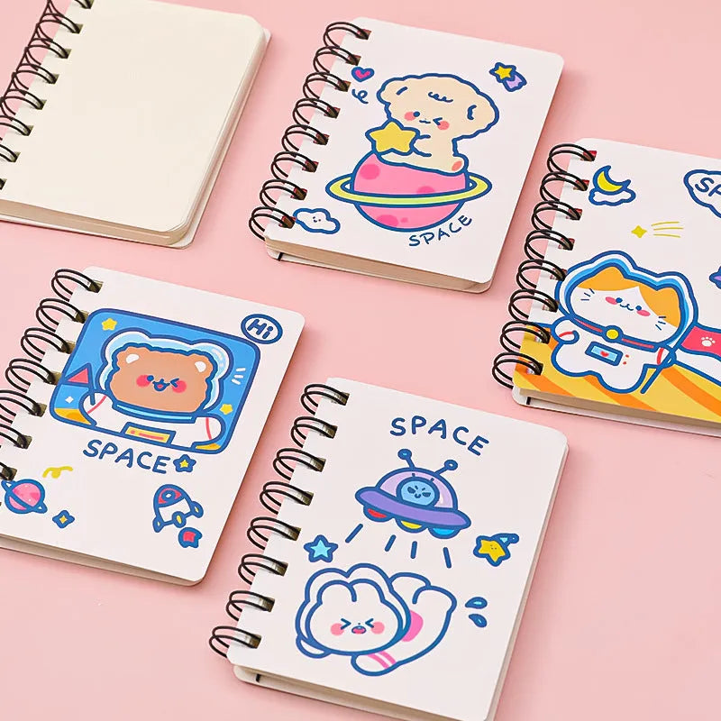 Astronaut Flipped Portable Pocket Notebook with space-themed cover design showing 10.5cm x 8cm dimensions