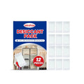 Pack of 12 calcium chloride anti-odor desiccant sachets for household moisture absorption.