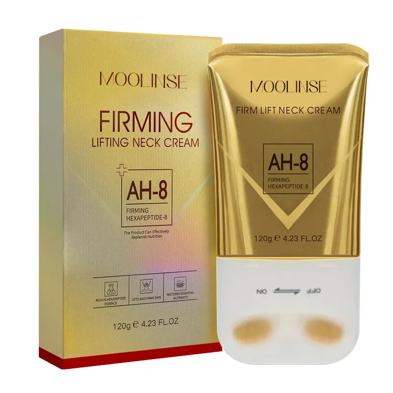 Neck moisturising cream with built-in massage roller for dry skin care