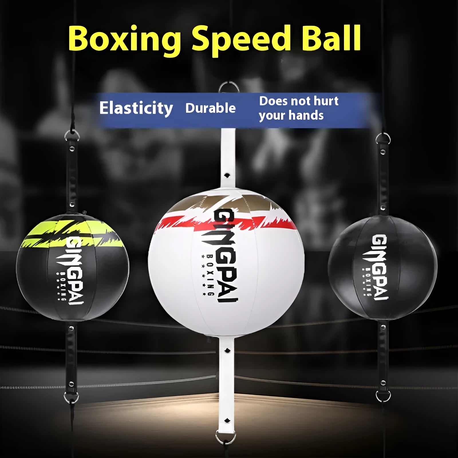 Hanging boxing speed ball for reaction training with PU construction in three colour options