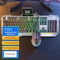 F3010 mechanical feel wired keyboard mouse and headset bundle in black or white with LED lighting