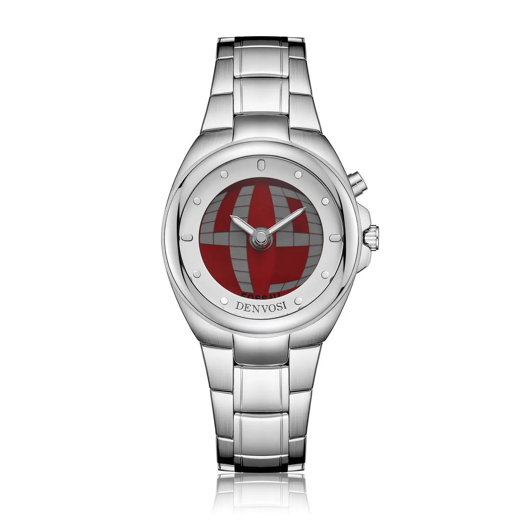 Men's Y2K vintage digital watch with dual display on a blue alloy strap with stainless steel buckle.