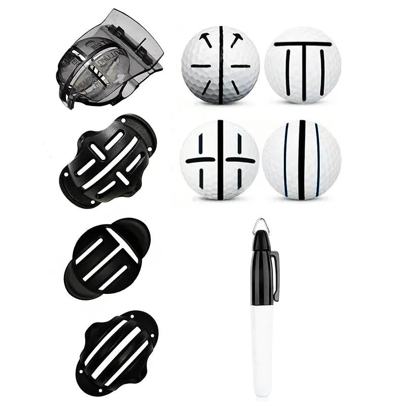 Golf putting alignment training tool with plastic scribers and drawing pens set