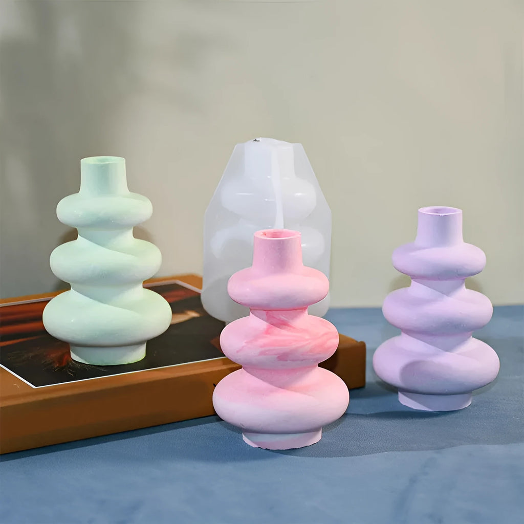 Three layer circular vase silicone baking mould in modern irregular shape