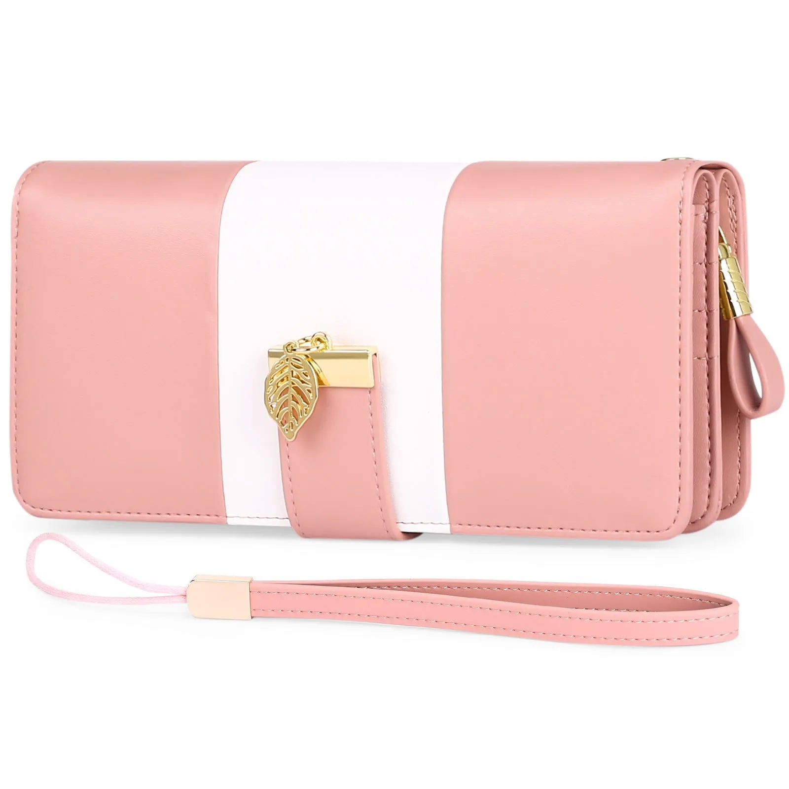Anti-theft PU leather clutch handbag with lock opening in midnight black colour