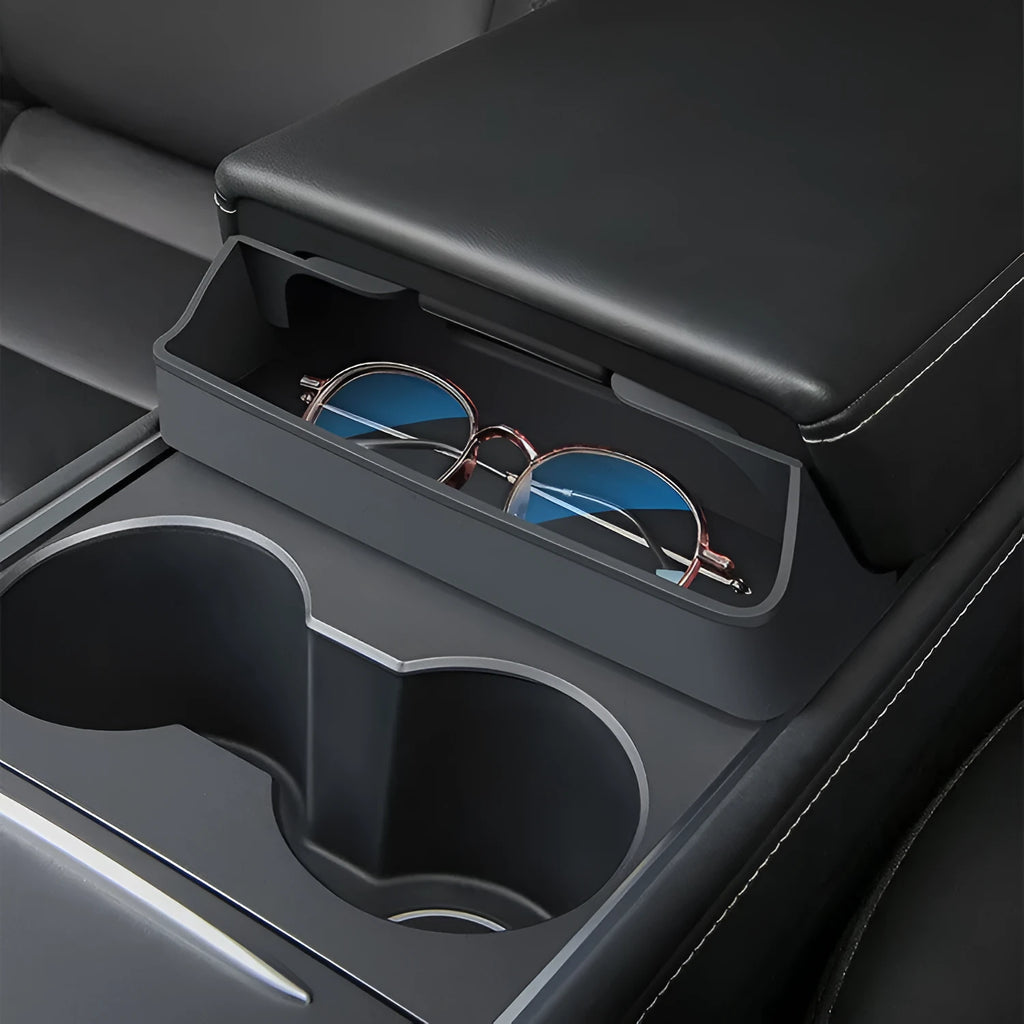 Black silicone glasses case for Tesla Model 3/Y central armrest box with nano adhesive pad