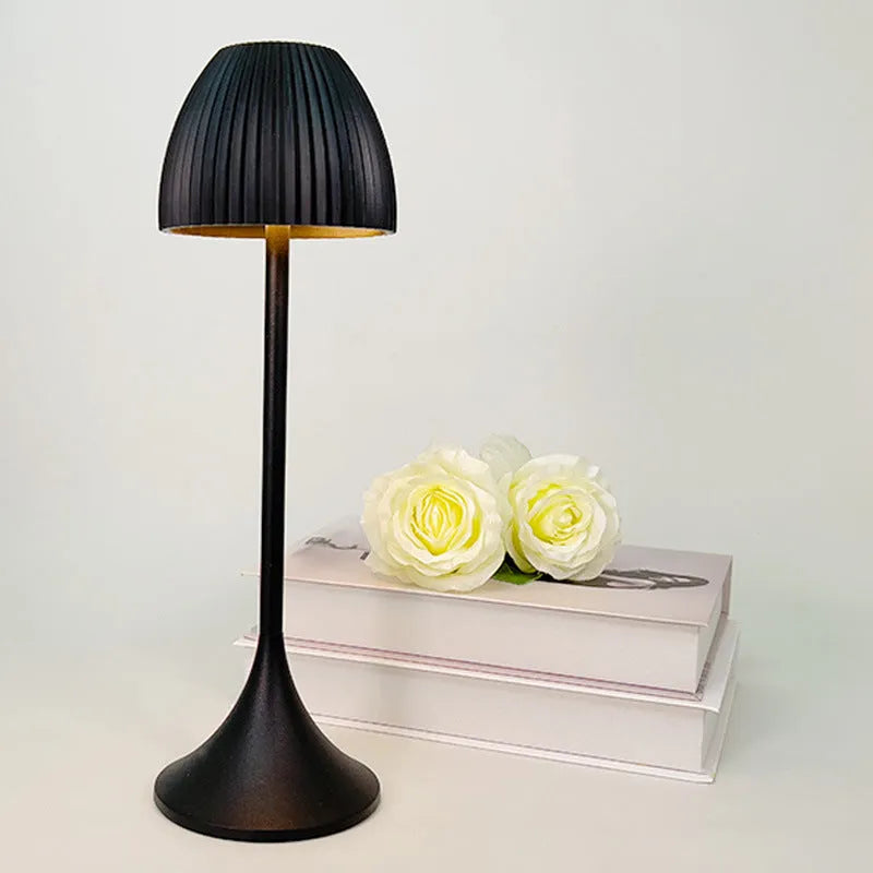 Ins pattern dimmable small night lamp with USB charging cable in black or white modern minimalist design
