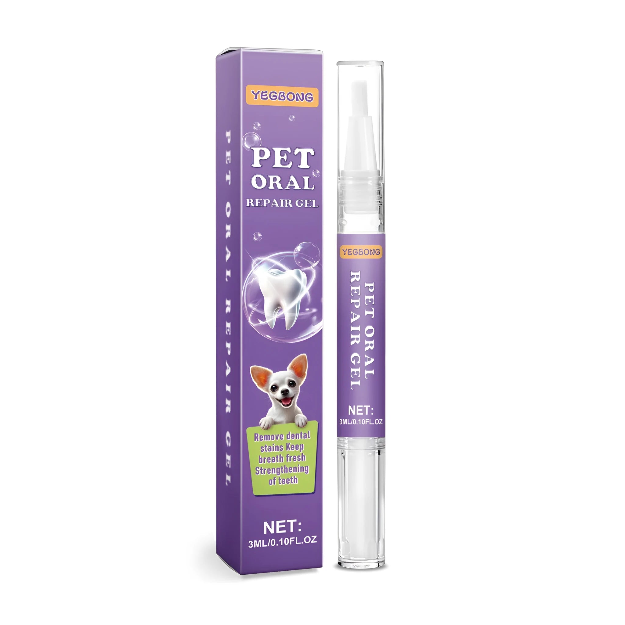 Pet Oral Cleaning and Dental Beauty Pen 3ml with dental brush for dogs and cats