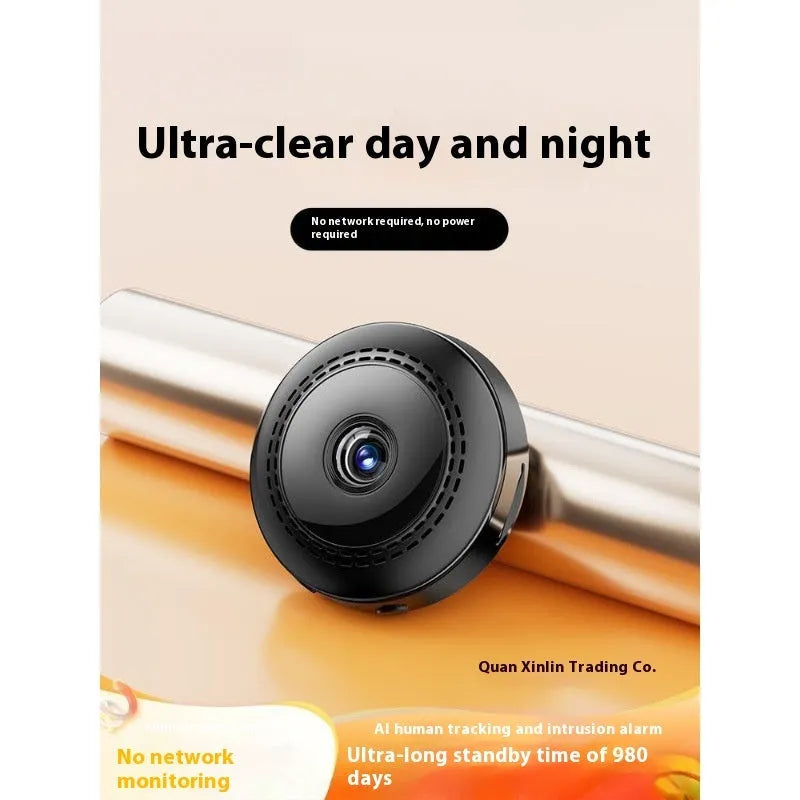 Wireless HD security camera with 360-degree rotation on a table