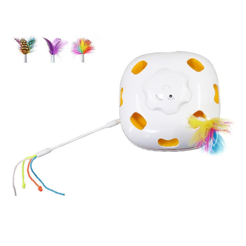 Plastic cat interactive toy with self-hi relief teaser mechanism in picture colour