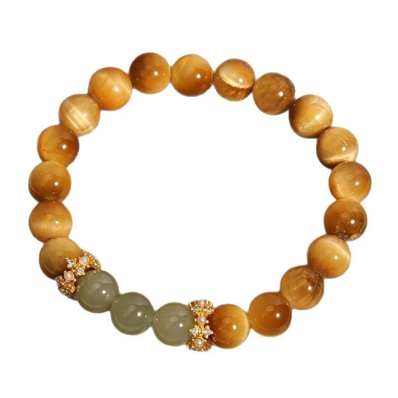 Natural Tiger's Eye Hetian Jade Bracelet U-Shaped Diamond Treatment Golden Gourd Colour Unisex