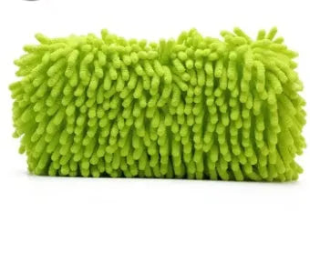 Silver green car wash sponge measuring 14x25cm with microfibre chenille spiral wool surface