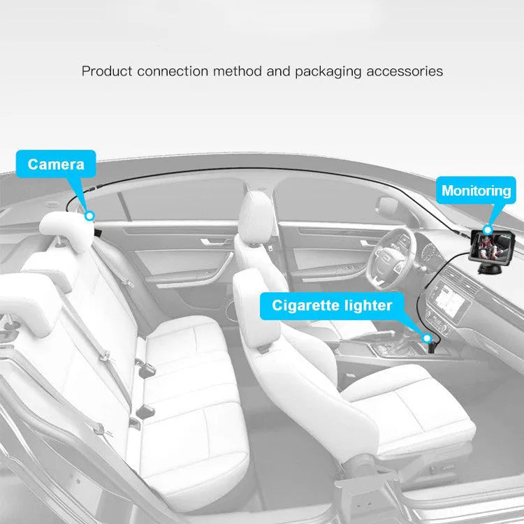 5-inch AHD high-definition car baby monitor with infrared night vision camera and mounting bracket