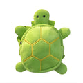 Turtle-shaped velvet pet backpack with integrated harness, metal zipper, and no-pull system for dogs and cats