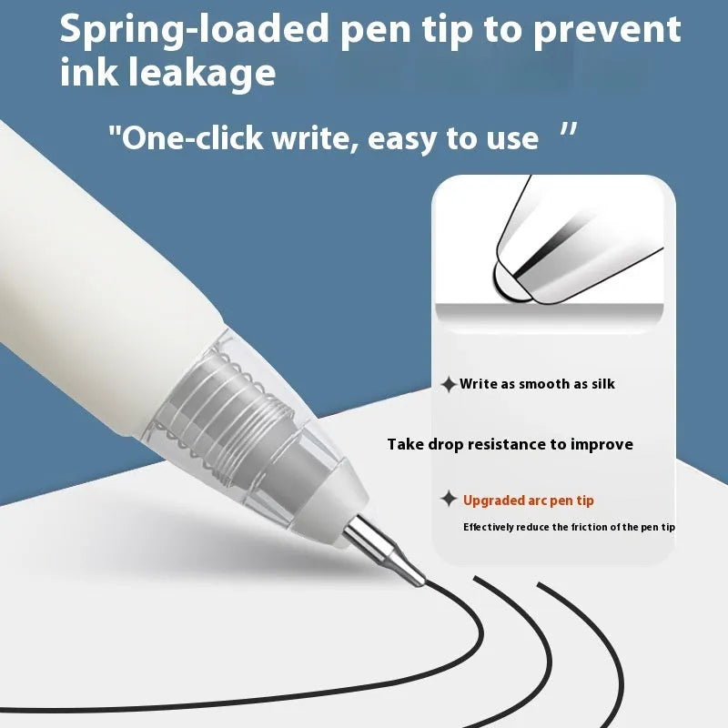 A pack of 10 quick-drying ballpoint pen refills in black, blue, ink blue, and red colours.