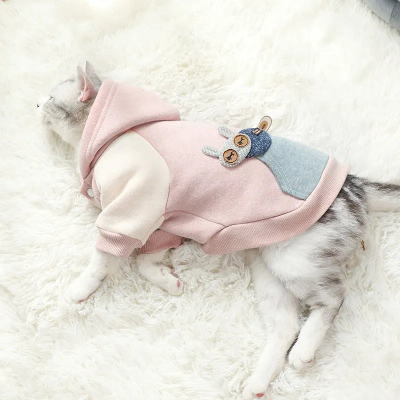 Brown cotton pet sweatshirt for dogs or cats shown in size M.