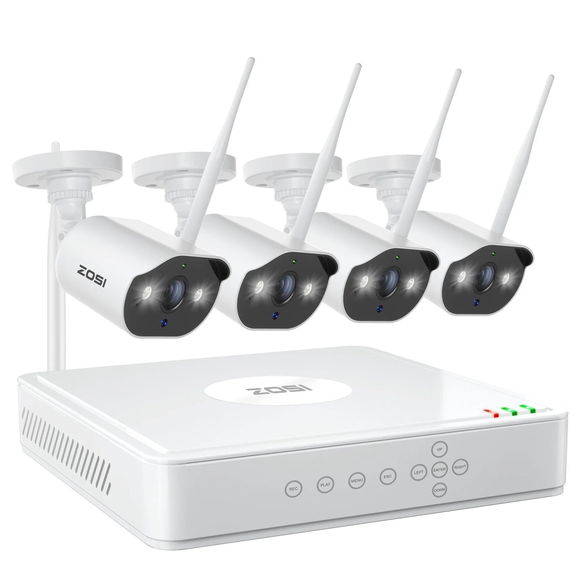 ZOSI 5MP POE security camera system with four outdoor cameras and NVR unit