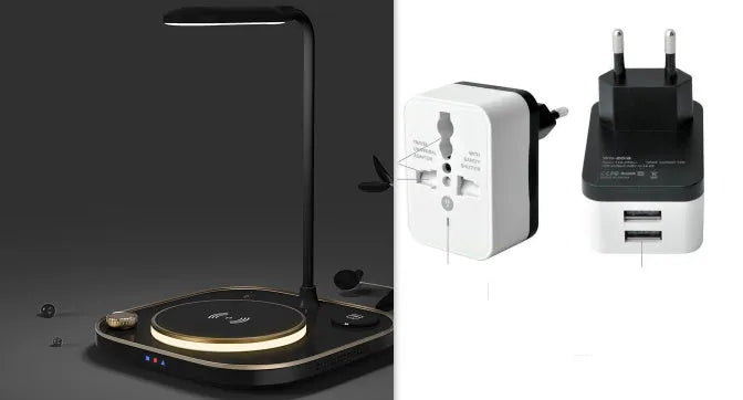 Three-in-one wireless magnetic charging desk lamp station in black, green, or white with 15W fast charging