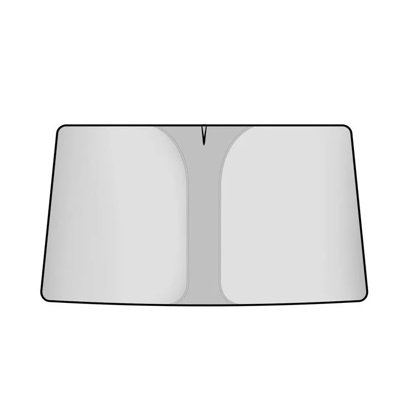 Car front shield sunshade with double elastic loops and titanium silver reflective surface